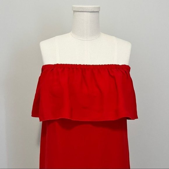 Aritzia Wilfred Neufchâtel Off Shoulder Ruffle Dress Red Mini Dress - Picture 7 of 16